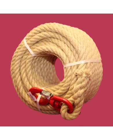 Corde chanvre poulie 20mm x 30m avec crochet Corde chanvre poulie 20mm x 30m avec crochet