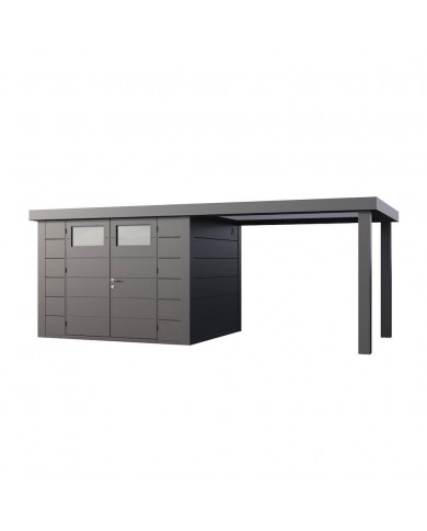 Abri de jardin métal 7,1 m2 anthracite auvent taille L Abri de jardin métal 7,1 m2 anthracite auvent taille L