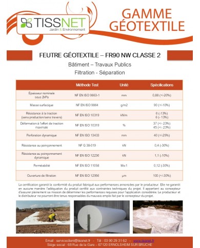 Feutre géotextile 1mX25m (90g/m²)